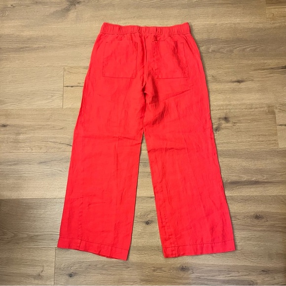 Loft | Linen red tie waist pants/trousers Wide Leg women’s size S high rise - Picture 3 of 7